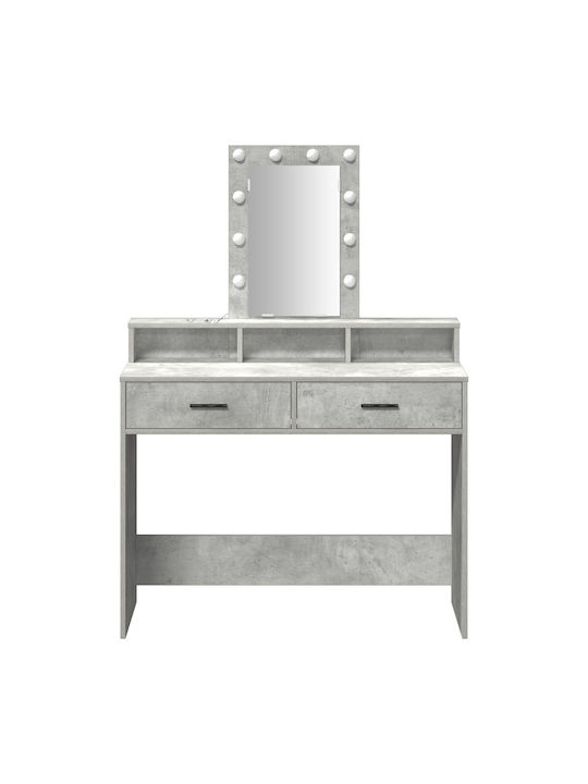 Bodenstehende Schminktisch Schlafzimmer Holz Grau Beton mit Spiegel 100x41x140cm
