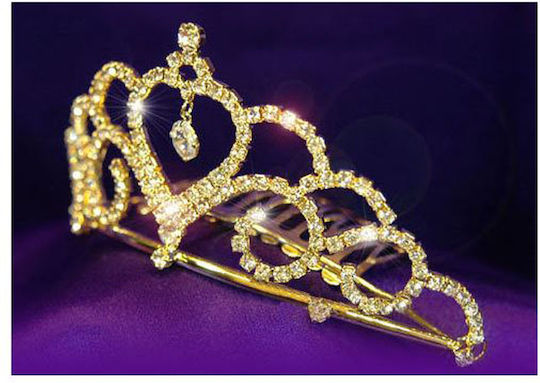 Bridal Tiara Swarovski Crystals Gold "Amalia" Diameter 12 cm Height 5 cm