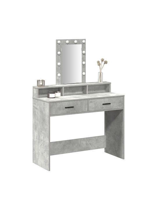 Bodenstehende Schminktisch Schlafzimmer Holz Grau Beton mit Spiegel 100x41x140cm