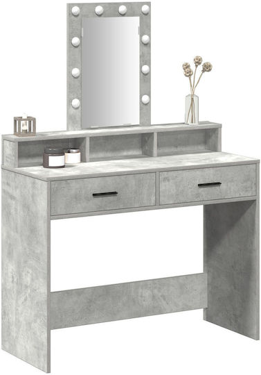 Bodenstehende Schminktisch Schlafzimmer Holz Grau Beton mit Spiegel 100x41x140cm
