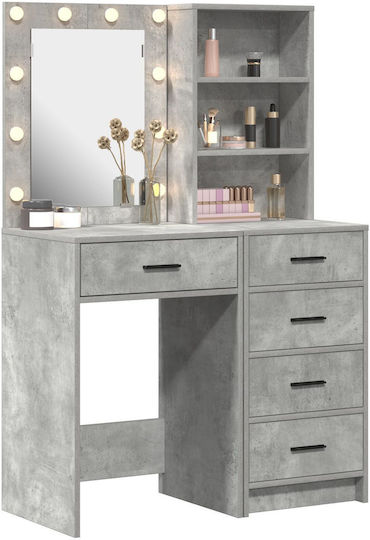 Bodenstehende Schminktisch Schlafzimmer Holz Grau mit Spiegel 50x41x135cm
