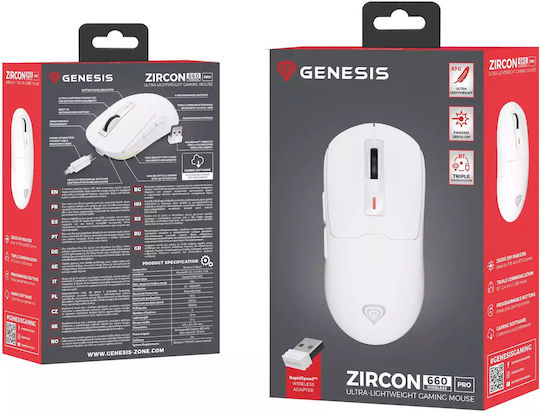 Genesis Zircon 660 Pro Wireless Gaming Mouse 26000 DPI White