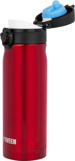 N'Oveen Bottle Thermos Stainless Steel 400ml Red with Mouthpiece