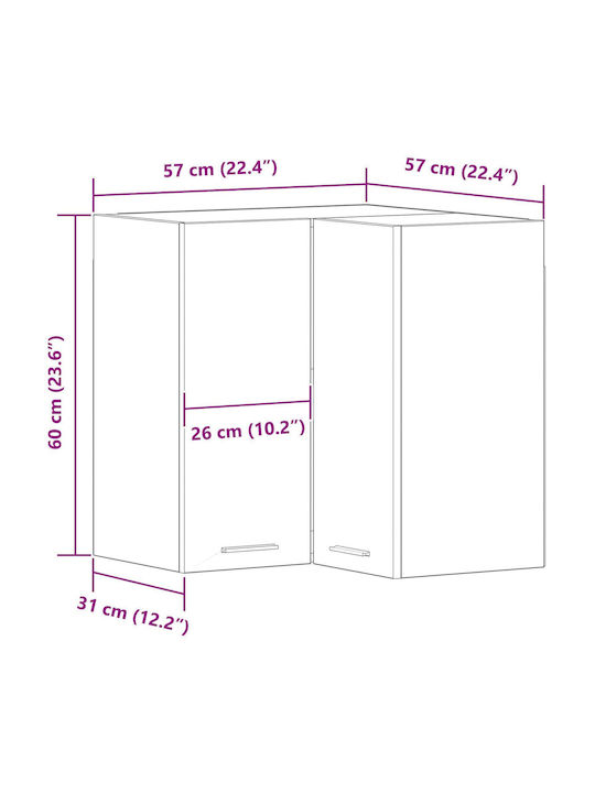 Eckschrank Boden Μαύρο Δρυς 57x57x60cm