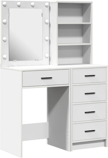 Floor-Standing Makeup Dressing Table Wooden White with Mirror 50x41x135cm