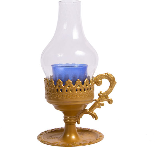 Glass Vigil Oil Lamp with Metal Base Large 1 Piece Bronze
