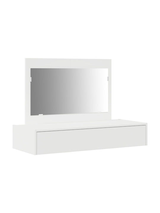 Masă de machiaj din Lemn Alb cu Oglindă 100x40x70cm