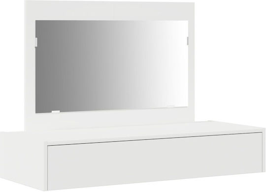 Wandmontierte Schminktisch Schlafzimmer Holz Weiß mit Spiegel 100x40x70cm