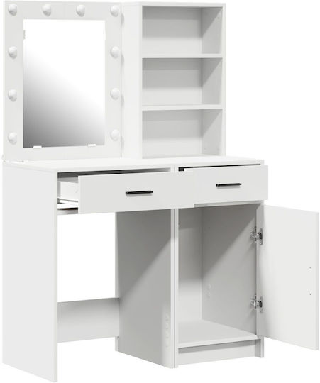 Wooden Makeup Dressing Table White with Mirror 50x41x135cm