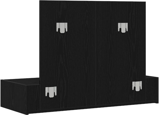 Wandmontage Schminktisch Schlafzimmer Holz Schwarz Eiche mit Spiegel 100x40x70cm