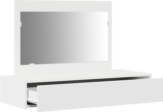 Wandmontierte Schminktisch Schlafzimmer Holz Weiß mit Spiegel 100x40x70cm