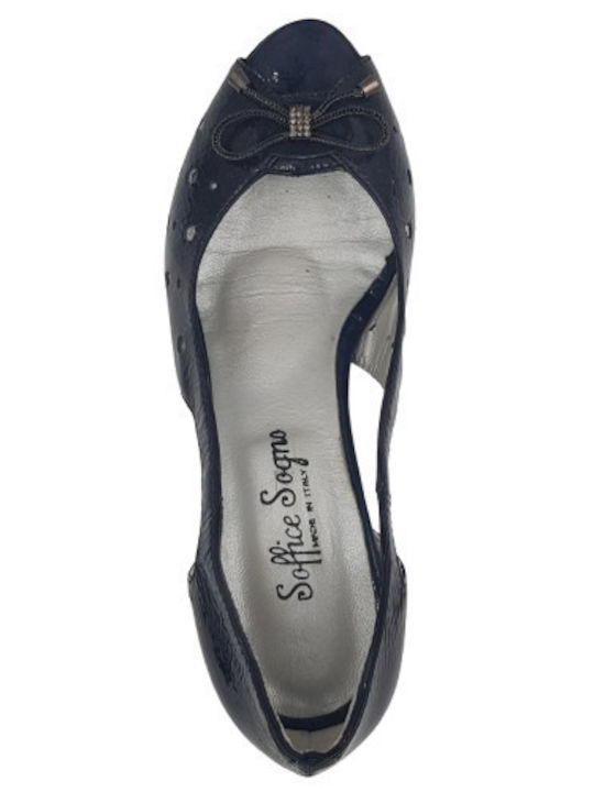 Leder Peeptoe Pumps Blau