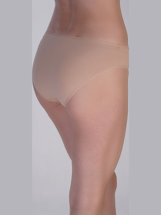 Βαμβακερά Ψηλόμεσα Γυναικεία Slip 3Pack Μπεζ