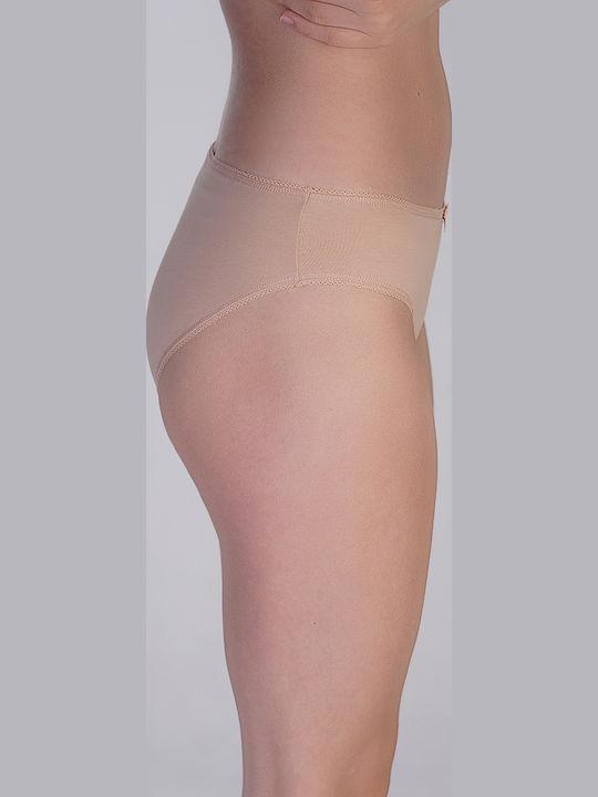 Βαμβακερά Ψηλόμεσα Γυναικεία Slip 3Pack Μπεζ