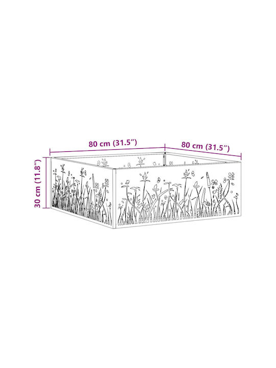 vidaXL Огнище На открито Черен 80x80x30см