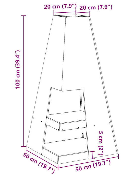vidaXL Τζάκι Εσωτερικού Χώρου Μεταλλικό 50x50x100cm