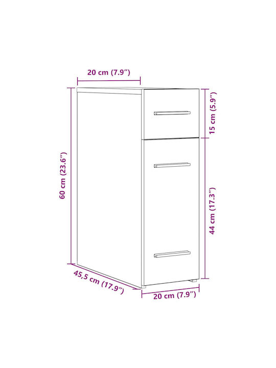 Wooden Office Drawer Old Wood 20x45.5x60cm