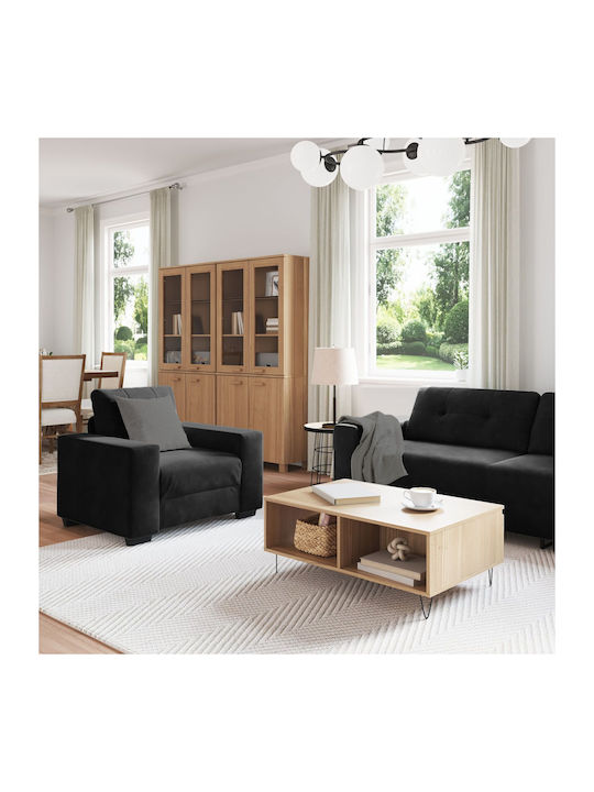 Living Room Furniture Set 3-Seater & 2-Seater & Armchair Black