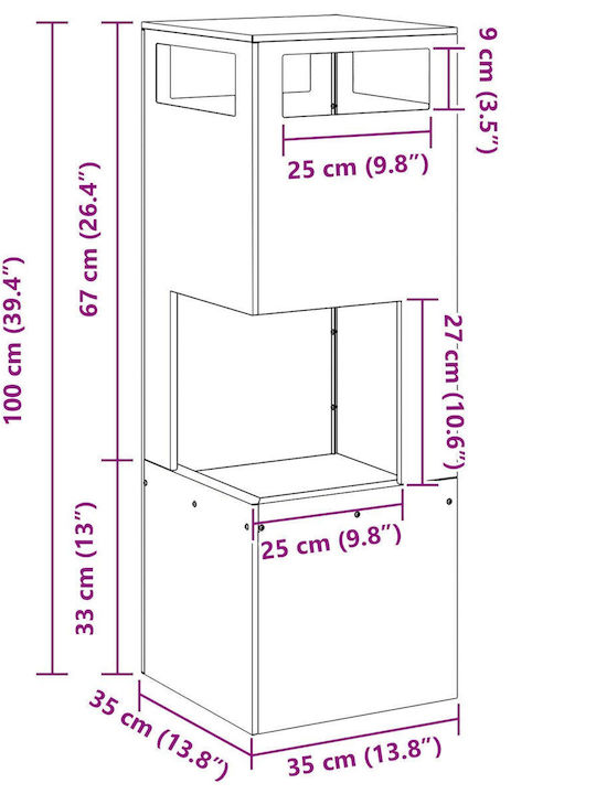 vidaXL Focar Interior din metal Maro 35x35x100cm