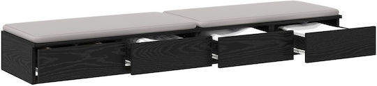 vidaXL Συρτάρι Κρεβατιού Ξύλινο Μαύρο 135x36.5x16.5cm