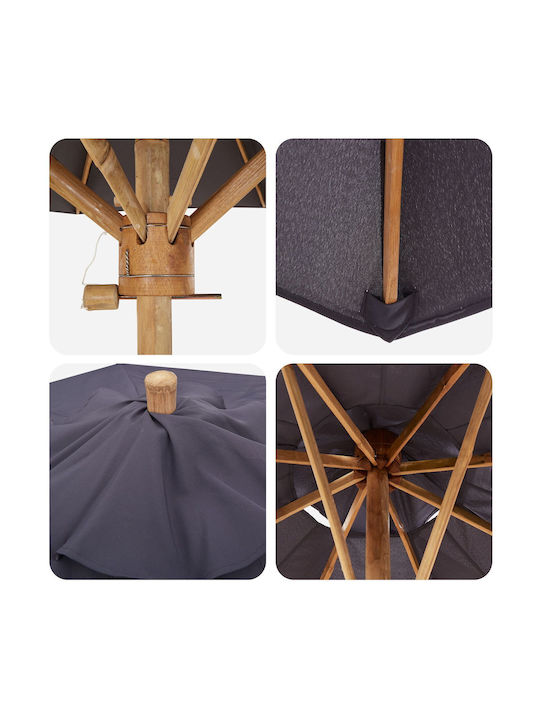 Circular Wooden Grey Garden & Terrace Parasol Φ1.8xHeight 2.31m