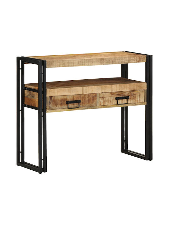 Console Table of Solid Wood & Metal Black Velvet-Black Metal L90xW33xH75cm