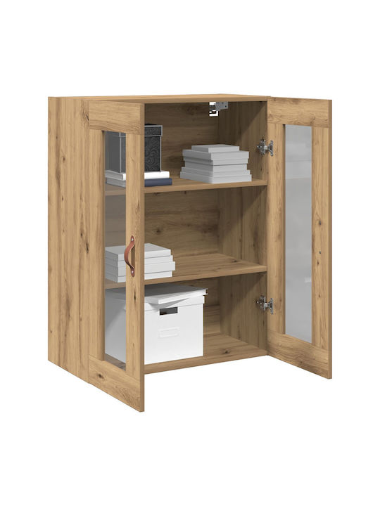 Wall Living Room Display Cabinet made of Particleboard with Glass Walnut 69.5x34x90cm
