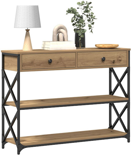 Console Table Wood & Metal Artisan Oak L100xW28xH75cm