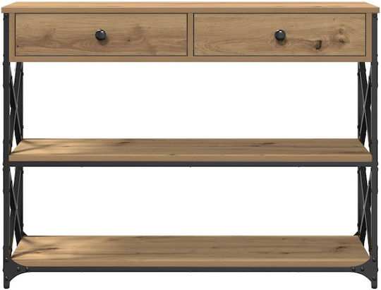 Console Table Wood & Metal Artisan Oak L100xW28xH75cm