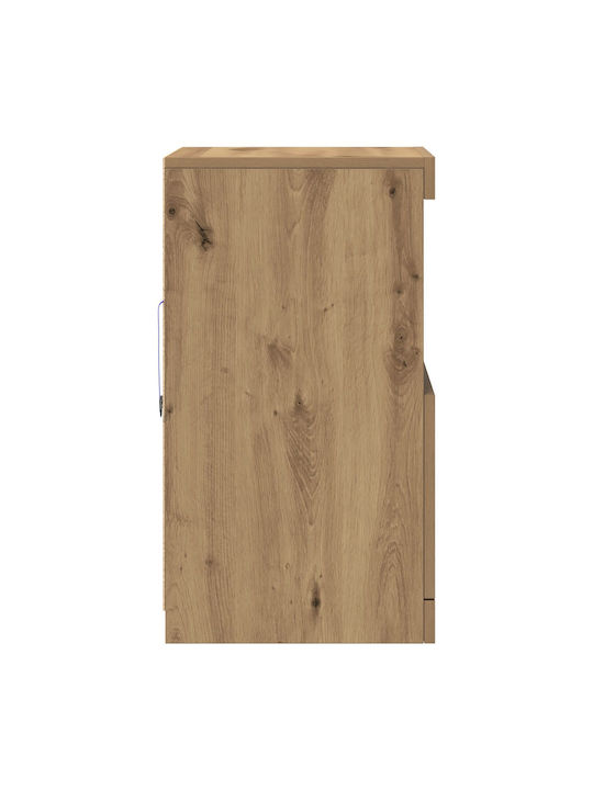 Floor-standing Living Room Display Cabinet made of Particleboard with Glass & Lighting Brown 41x37x67cm