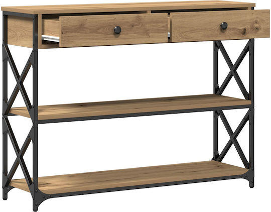Console Table Wood & Metal Artisan Oak L100xW28xH75cm