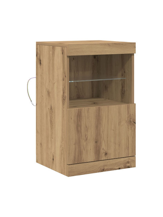 Floor-standing Living Room Display Cabinet made of Particleboard with Glass & Lighting Brown 41x37x67cm