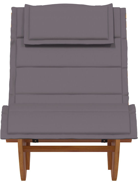 Deckchair Double Wooden with Cushion Gray 60x154x74cm.