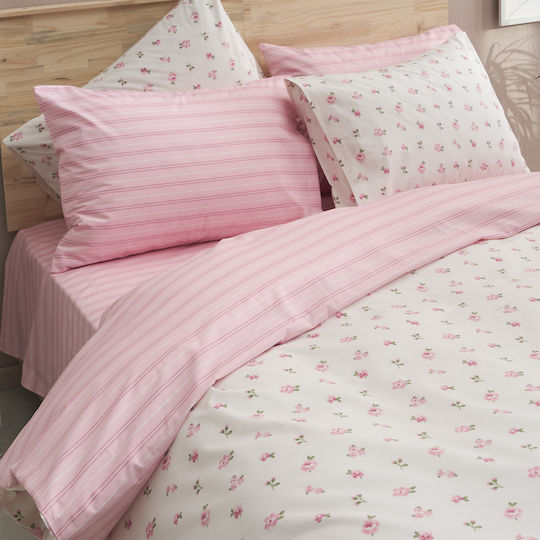 Charalambidis Textiles Άνοιξη Σεντόνι Μονό 160x260εκ. Ροζ