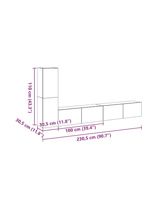 Wohnzimmer TV-Einheit Black Oak L100xB30xH30cm