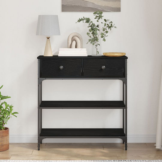 Console Table Wood & Metal Black Oak L72.5xW25xH75cm