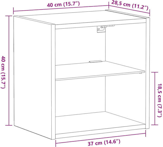 Wooden Bedside Tables Black Oak 2 Pieces 40x28.5x40cm