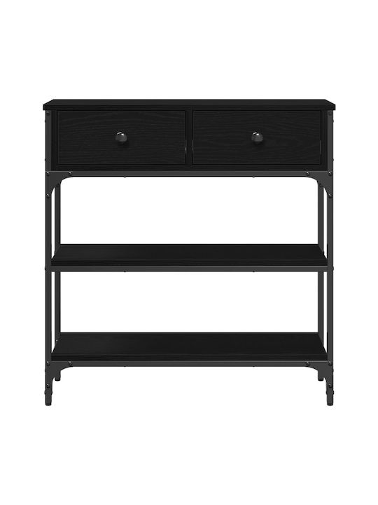 Console Table Wood & Metal Black Oak L72.5xW25xH75cm