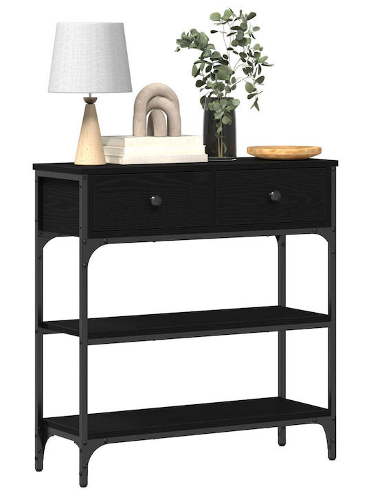 Console Table Wood & Metal Black Oak L72.5xW25xH75cm