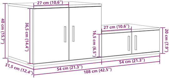 Cabinet Storage Wooden L108xW41xH40cm
