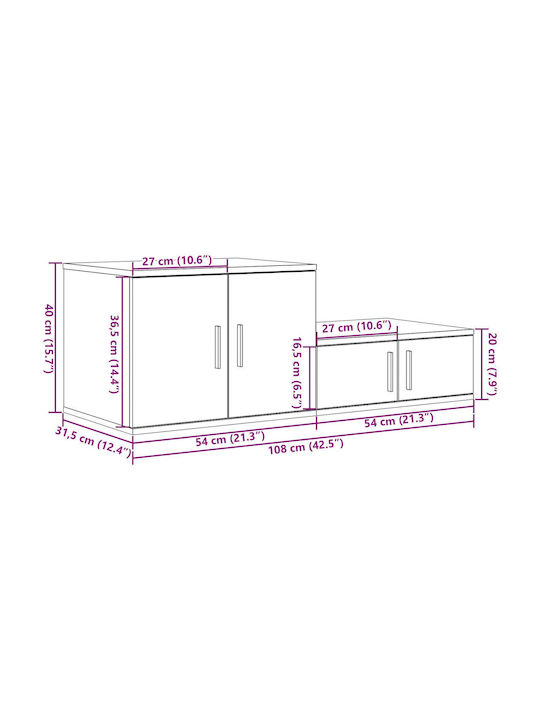 Cabinet Storage Solid Wood L108xW41xH40cm