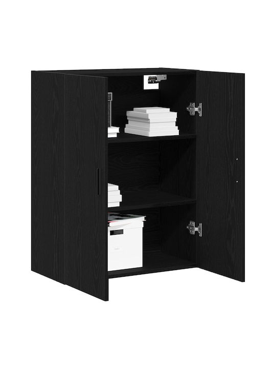 Wall Living Room Cabinet Made of Particle Board Black Oak 69.5x34x90cm