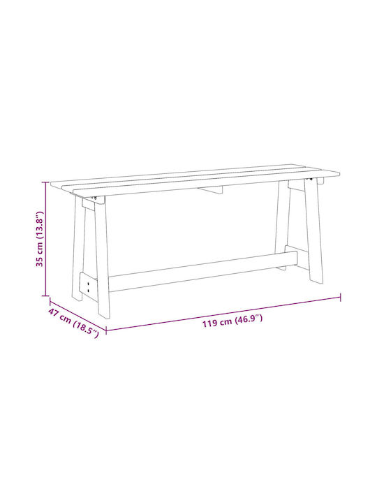 Bench Outdoor Wooden 119x35x47cm