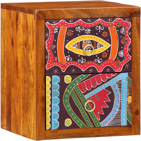 Wooden Multicolour Bedside Table 35x30x40cm Wooden Multicolour Bedside Table 35x30x40cm