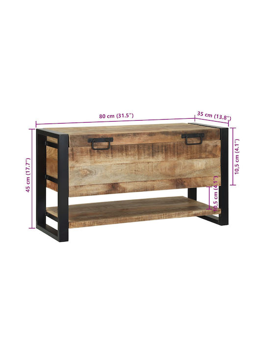 vidaXL Wooden Storage Box with Lid Black 80x35x45cm 1pcs
