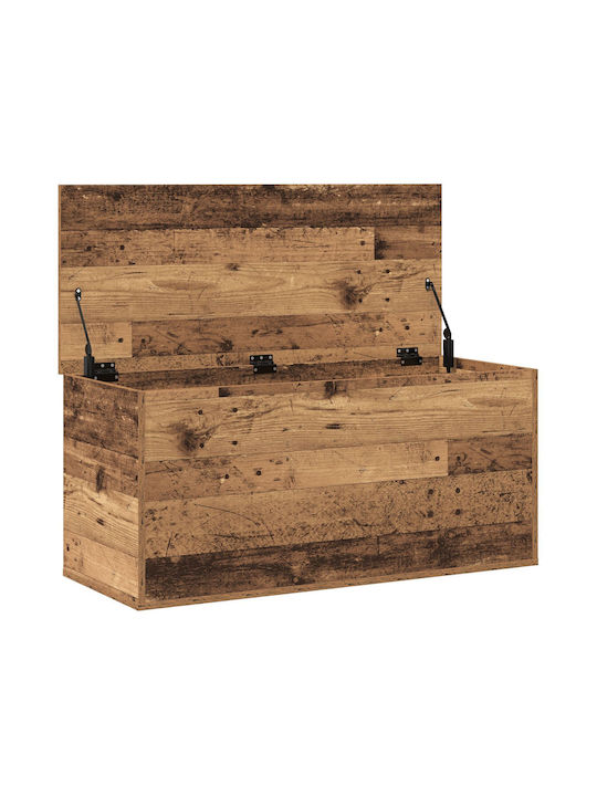 vidaXL Дърво Кутия за съхранение с капак Бял 100x42x46см 1бр