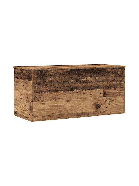 vidaXL Дърво Кутия за съхранение с капак Бял 100x42x46см 1бр