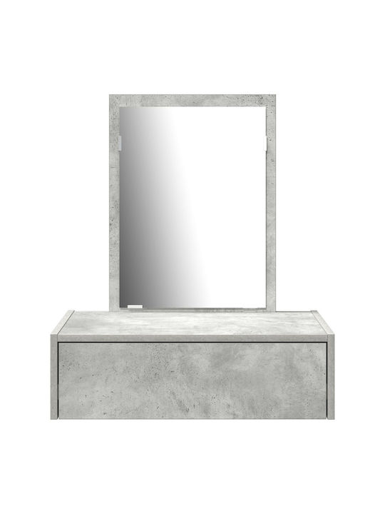 Стенна Спална Тоалетка Дървена Сива с Огледало 60x40x70см