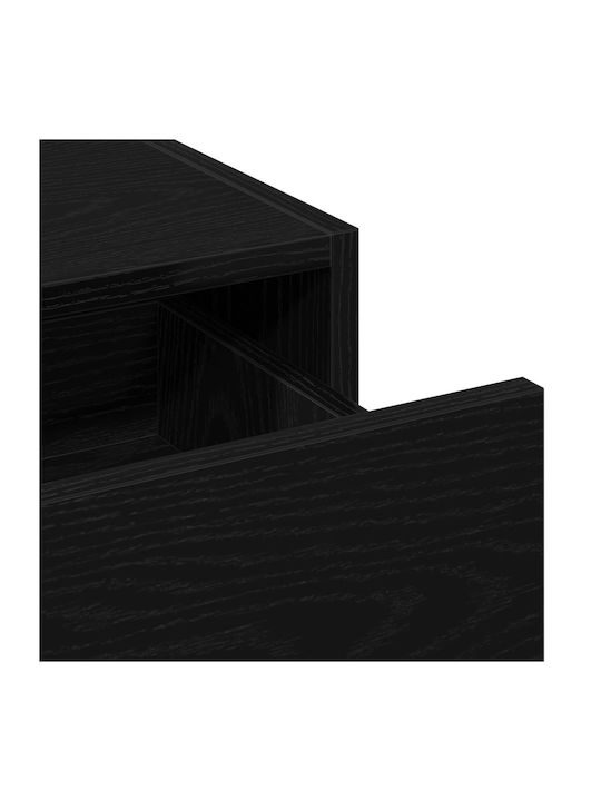 Wandmontage Schminktisch Schlafzimmer Holz Schwarz Eiche mit Spiegel 83x40x70cm
