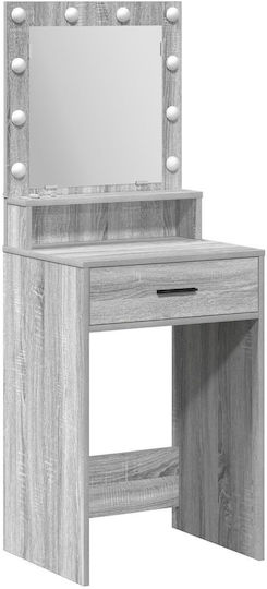 Floor-Standing Bedroom Makeup Dressing Table Wooden Grey Sonoma with Mirror 50x41x135cm